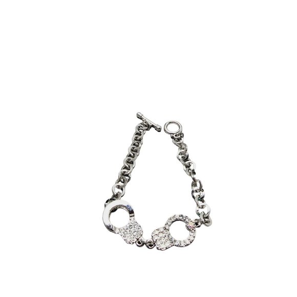 Super Cute Rhinestone NOS Handcuff Bracelet (A1459) - Picture 1 of 4
